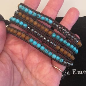 Victoria Emerson Tourquoise & Brown Wrap Bracelet
